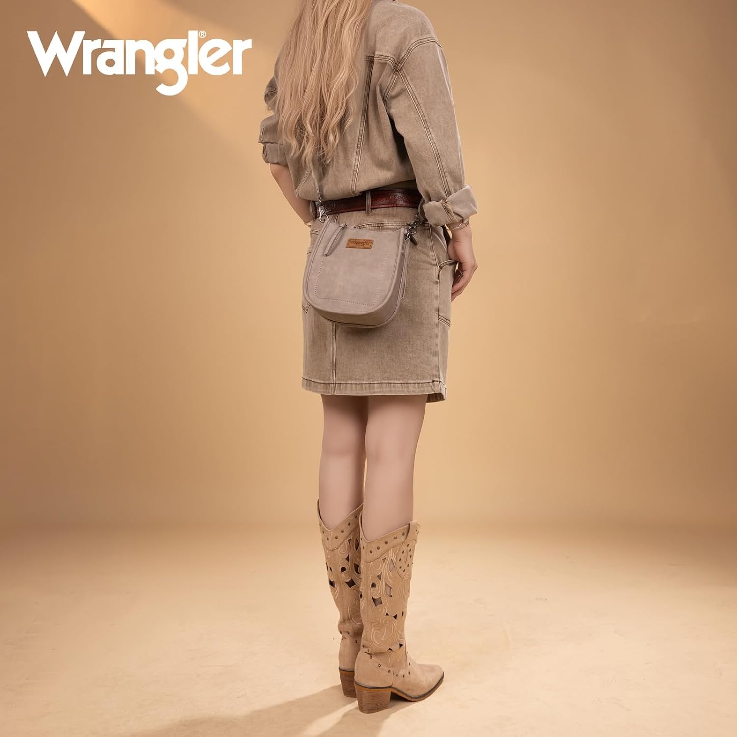 image:imageWrangler Small Crossbody Bag for Women Mini Shoulder Purse with Adjustable Strap Vegan Leather Phone PurseKhaki