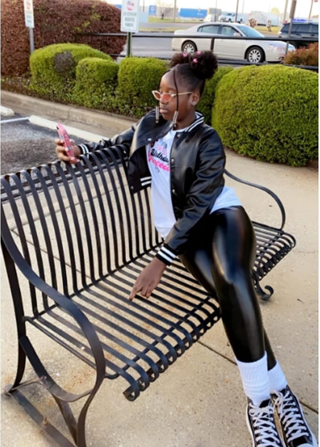 image:imageXaspee Womens Faux Leather Varsity Jacket Cropped Baseball Bomber Jacket Faux Leather Varsity Jacket With 2 Side Pockets Snap Button Closure Relaxed Fit For Casual StreetwearBlack