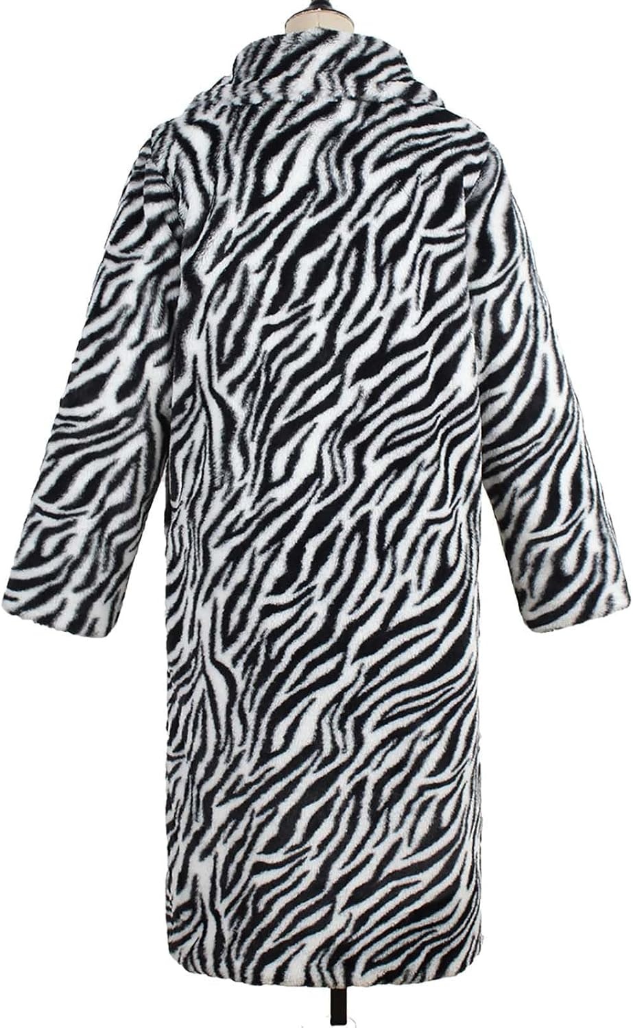 image:imageZHOUYF Women Faux Fur Winter Coats Warm Chunky Long Cardigan Jackets Zebra Print Thick Overcoat Fleece Furry Shaggy OuterwearColorful