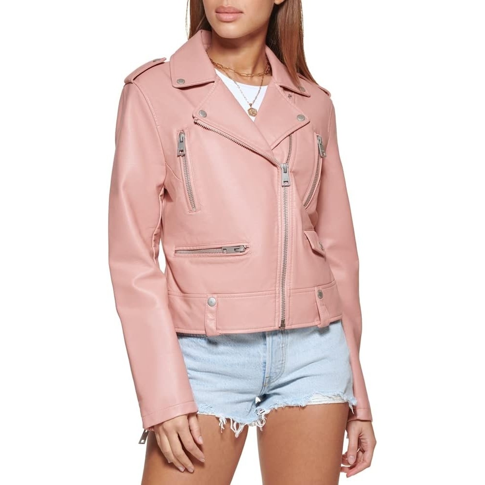 image:imageLevis Womens Faux Leather Contemporary Motorcycle Jacket Standard and PlusCameo Brown