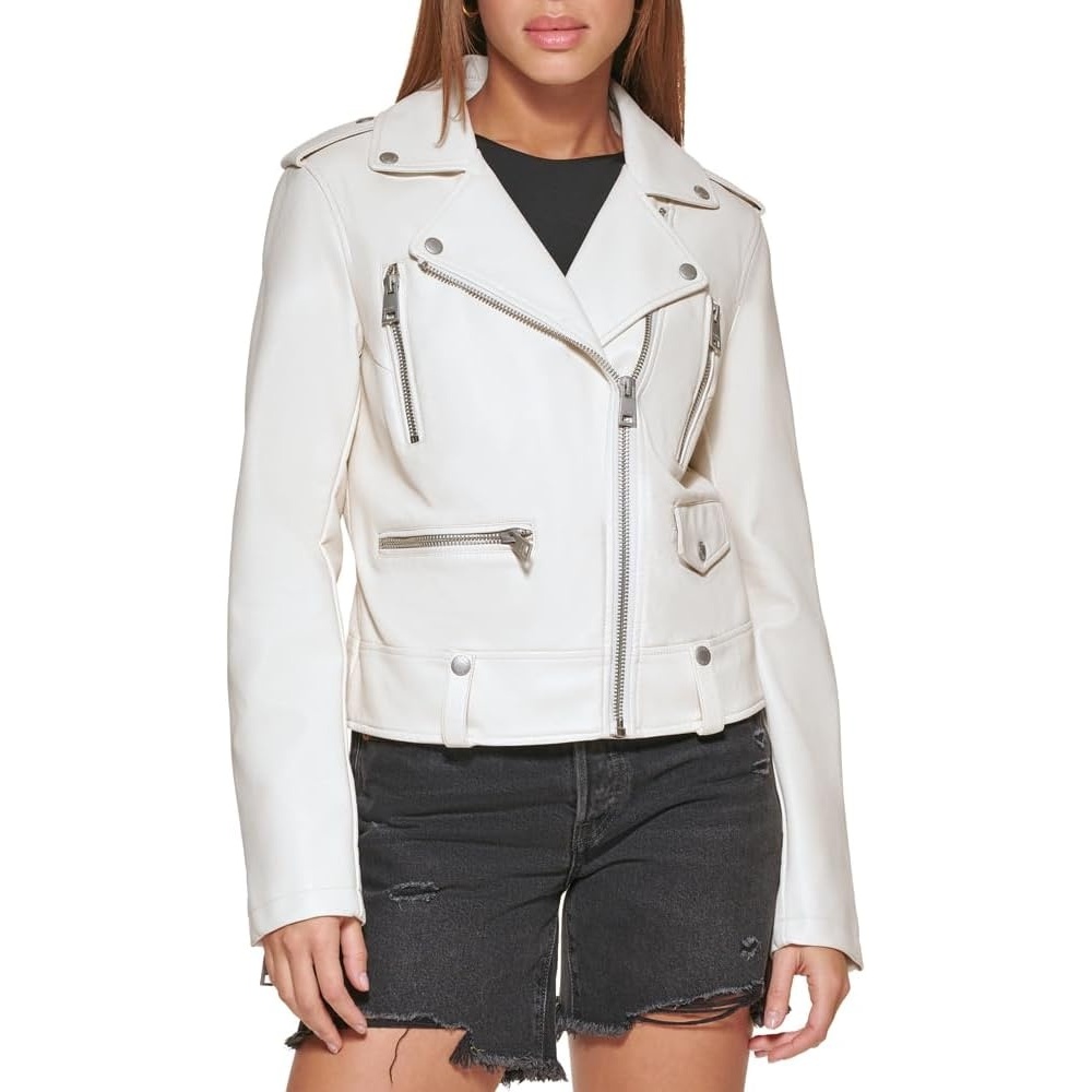 image:imageLevis Womens Faux Leather Contemporary Motorcycle Jacket Standard and PlusOyster Solid