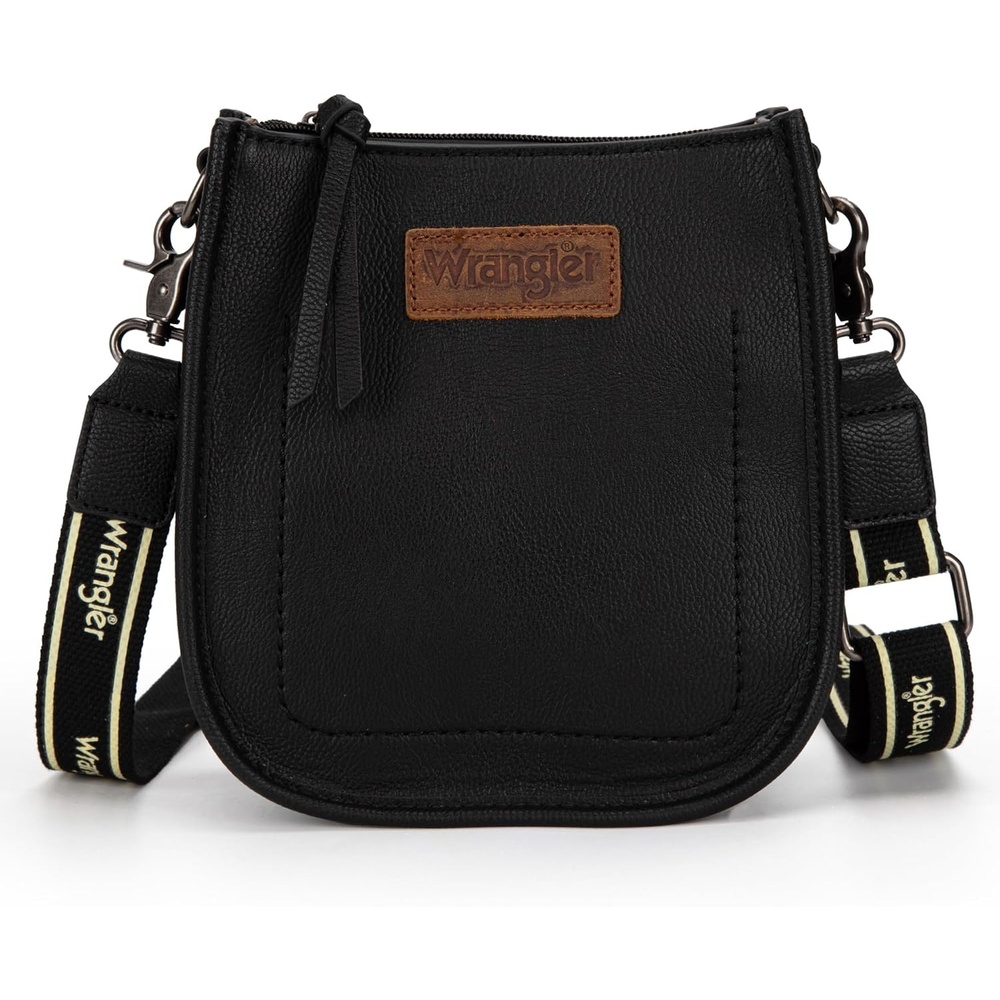 image:imageWrangler Small Crossbody Bag for Women Mini Shoulder Purse with Adjustable Strap Vegan Leather Phone PurseBlack