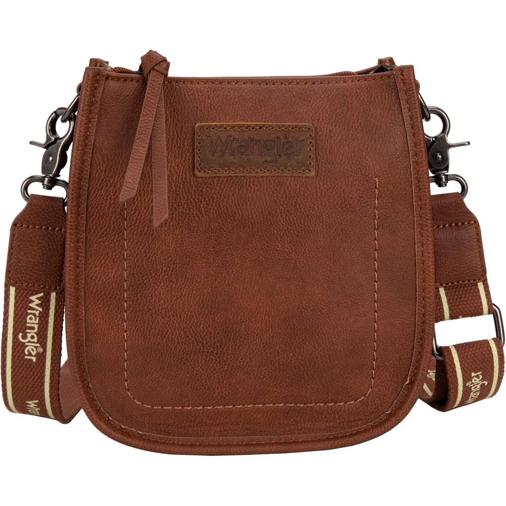 image:imageWrangler Small Crossbody Bag for Women Mini Shoulder Purse with Adjustable Strap Vegan Leather Phone PurseChestnut Brown