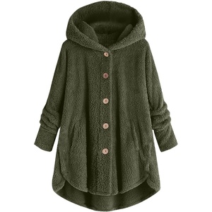 Beessbest Women Fleece Jacket Button Down Sherpa Hooded Coat | Teddy Bear Jacket for Women Long Sleeve Solid Hoodies Oversized Fluffy Pajamas Coats Fall Winter Warm Outerwear with Pocket(Army Green)