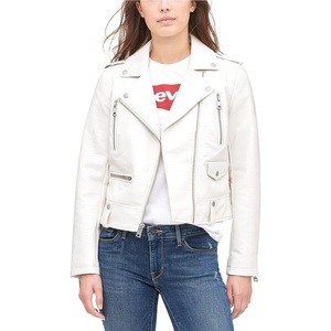 Levi’s Women’s Faux Leather Contemporary Motorcycle Jacket (Standard and Plus)(White Croc)