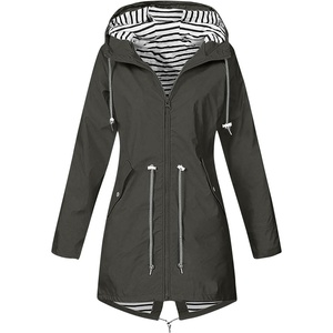 NAMTYQX Womens Hooded Raincoat Lightweight Fit Plus Size Waterproof Dressy Zip up Rain Jacket Windbreaker with Pockets(Z-dark Gray)