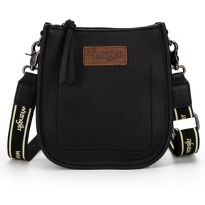 Wrangler Small Crossbody Bag for Women, Mini Shoulder Purse with Adjustable Strap, Vegan Leather Phone Purse(Black)