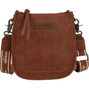 Wrangler Small Crossbody Bag for Women, Mini Shoulder Purse with Adjustable Strap, Vegan Leather Phone Purse(Chestnut Brown)
