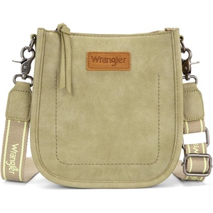 Wrangler Small Crossbody Bag for Women, Mini Shoulder Purse with Adjustable Strap, Vegan Leather Phone Purse(Olive Green Red)