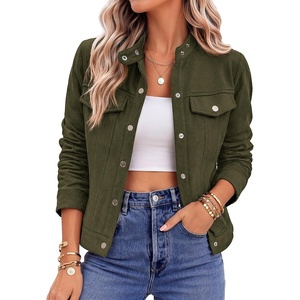 Zeagoo Faux Suede Jackets for Women Motorcycle Bomber Coats Long Sleeve | Going Out Suede Jacket,Button Down Collared Shacket,Trendy Streetwear,Casual Outerwear for Spring,Fall and Winter(Olive Green)