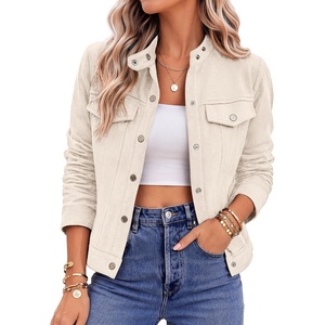Zeagoo Faux Suede Jackets for Women Motorcycle Bomber Coats Long Sleeve | Going Out Suede Jacket,Button Down Collared Shacket,Trendy Streetwear,Casual Outerwear for Spring,Fall and Winter(Beige)