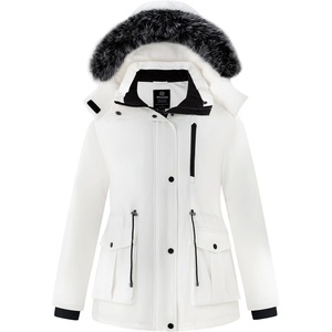 wantdo Women’s Plus Size Winter Coat Waterproof Puffer Parka Jacket Hood | Heavyweight Winter Parka,Removable Faux Fur Hood,Windproof,Winter Coats for Snowy Cold Weather,Out&Interior Multi-pockets(White)