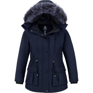 wantdo Women’s Plus Size Winter Coat Waterproof Puffer Parka Jacket Hood | Heavyweight Winter Parka,Removable Faux Fur Hood,Windproof,Winter Coats for Snowy Cold Weather,Out&Interior Multi-pockets(Navy)