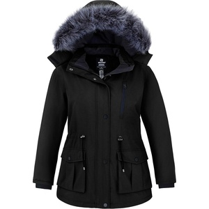 wantdo Women’s Plus Size Winter Coat Waterproof Puffer Parka Jacket Hood | Heavyweight Winter Parka,Removable Faux Fur Hood,Windproof,Winter Coats for Snowy Cold Weather,Out&Interior Multi-pockets(Black)