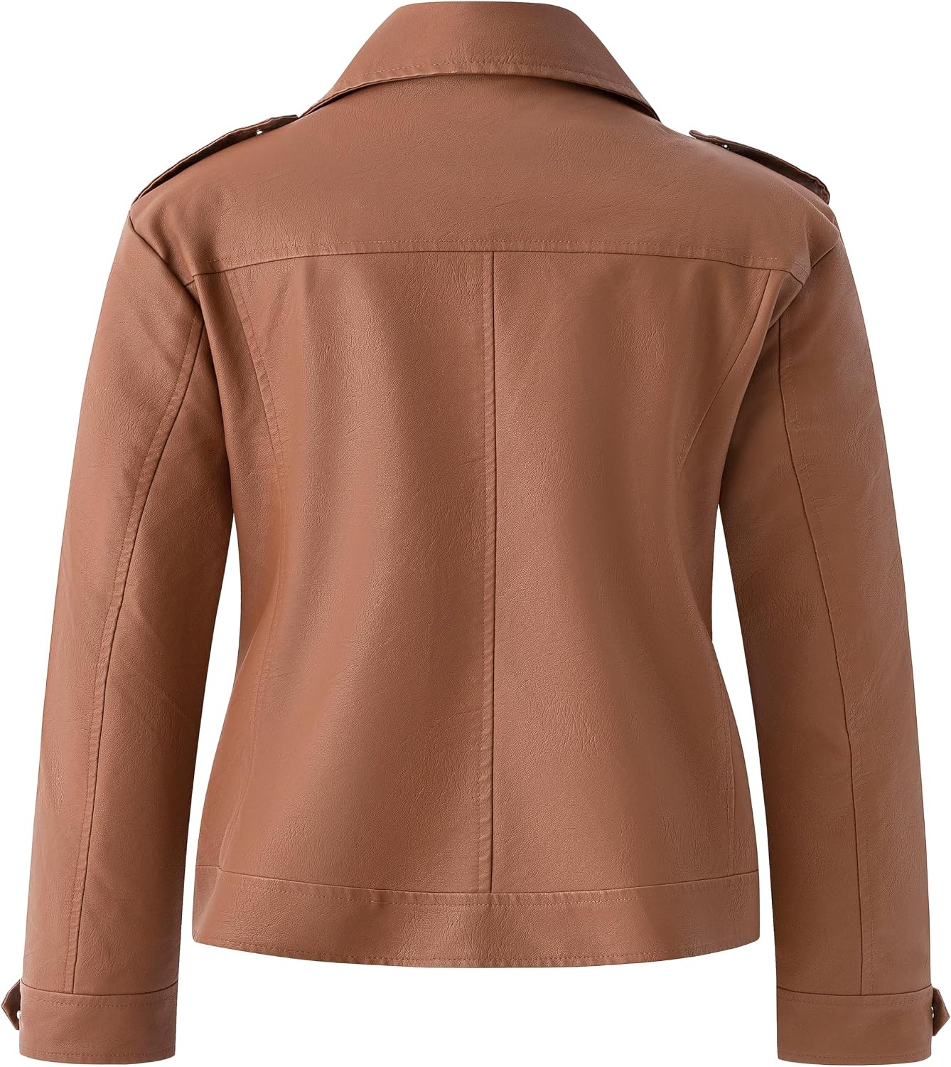 image:imagewantdo Womens Plus Size Faux Leather Jacket Motorcycle Biker Jacket Lapel Collar Cropped Leather JacketWestern Style for Daily OutingsBusiness CasualMotorcycle Riding amp Outdoor ActivitiesBrown