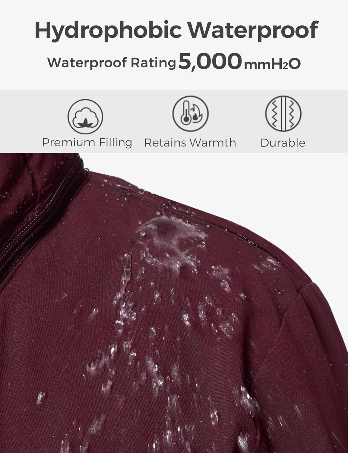 image:imagewantdo Womens Plus Size Winter Coat Waterproof Puffer Parka Jacket Hood Heavyweight Winter ParkaRemovable Faux Fur HoodWindproofWinter Coats for Snowy Cold WeatherOutampInterior MultipocketsWine Red