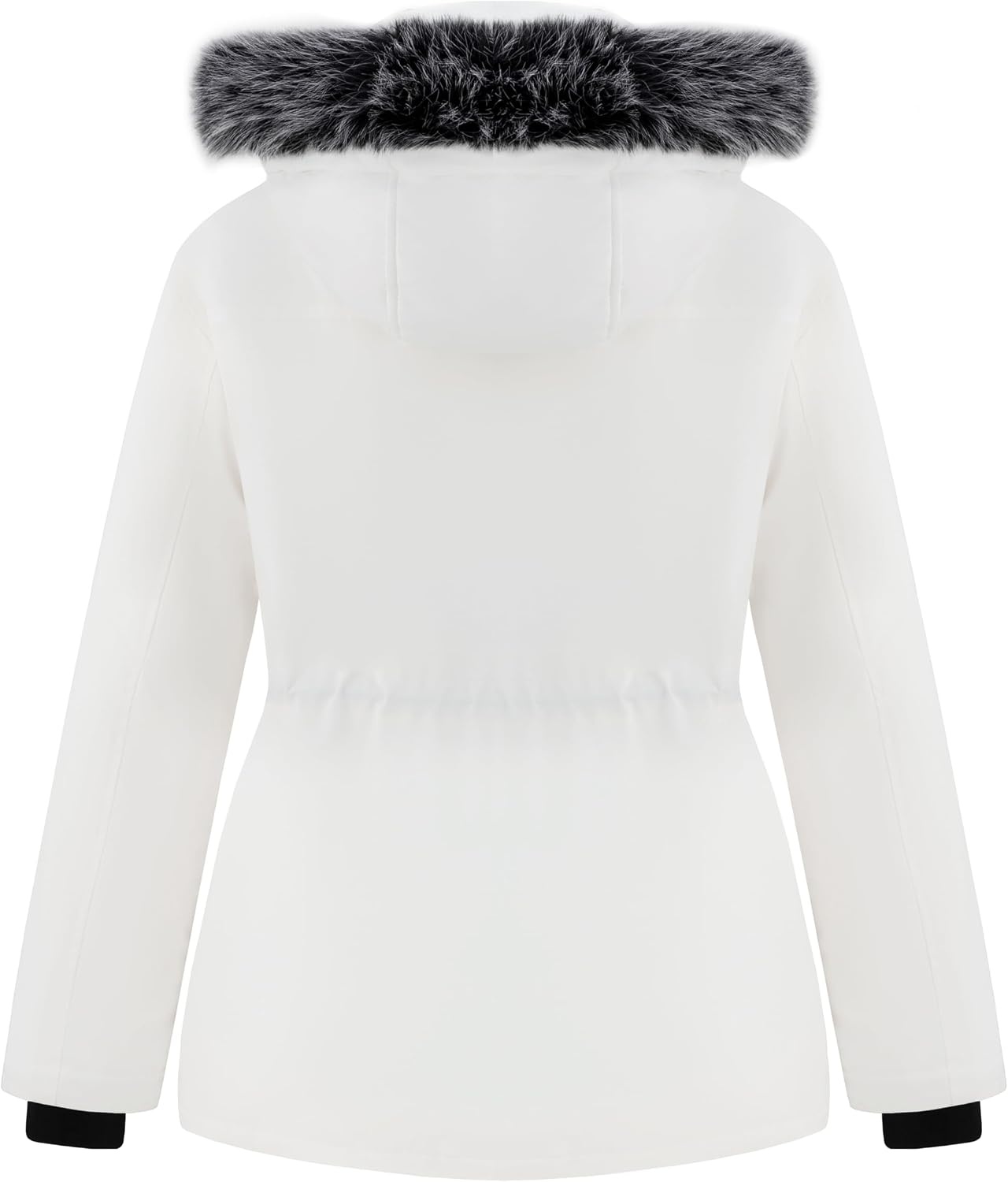 image:imagewantdo Womens Plus Size Winter Coat Waterproof Puffer Parka Jacket Hood Heavyweight Winter ParkaRemovable Faux Fur HoodWindproofWinter Coats for Snowy Cold WeatherOutampInterior MultipocketsWhite