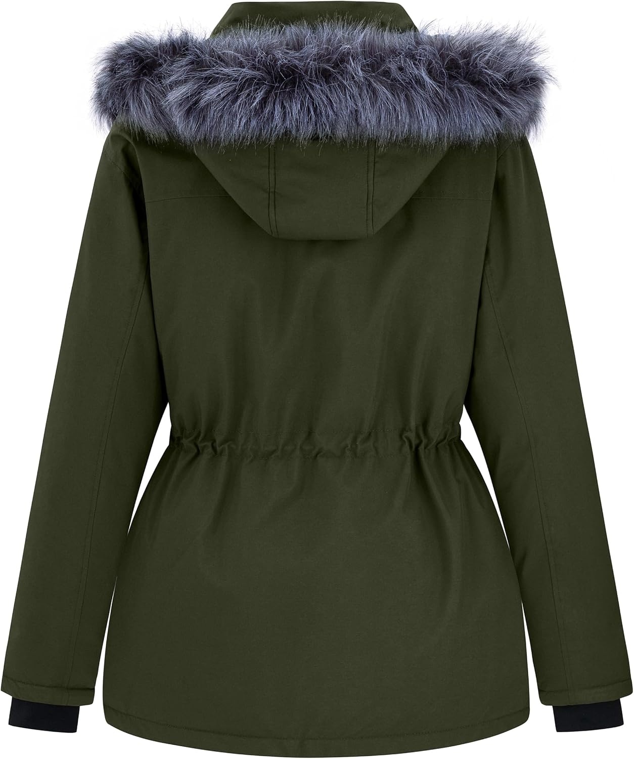 image:imagewantdo Womens Plus Size Winter Coat Waterproof Puffer Parka Jacket Hood Heavyweight Winter ParkaRemovable Faux Fur HoodWindproofWinter Coats for Snowy Cold WeatherOutampInterior MultipocketsArmy Green