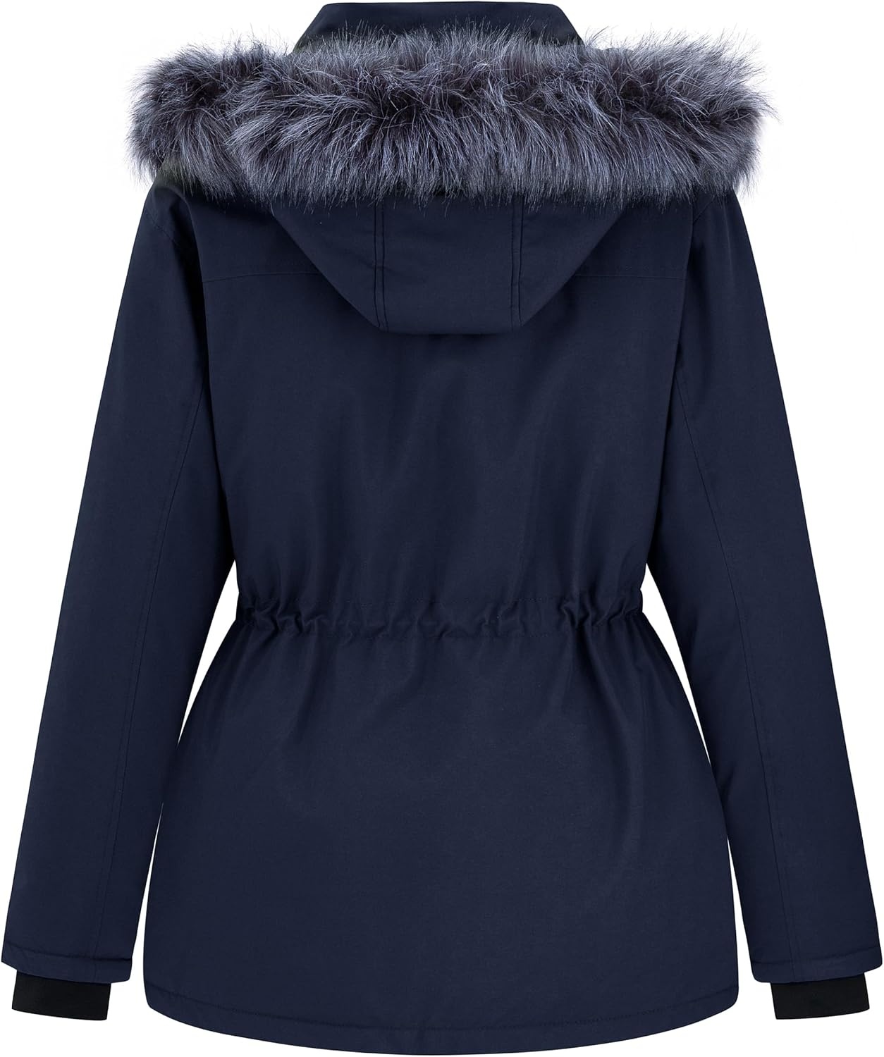 image:imagewantdo Womens Plus Size Winter Coat Waterproof Puffer Parka Jacket Hood Heavyweight Winter ParkaRemovable Faux Fur HoodWindproofWinter Coats for Snowy Cold WeatherOutampInterior MultipocketsNavy
