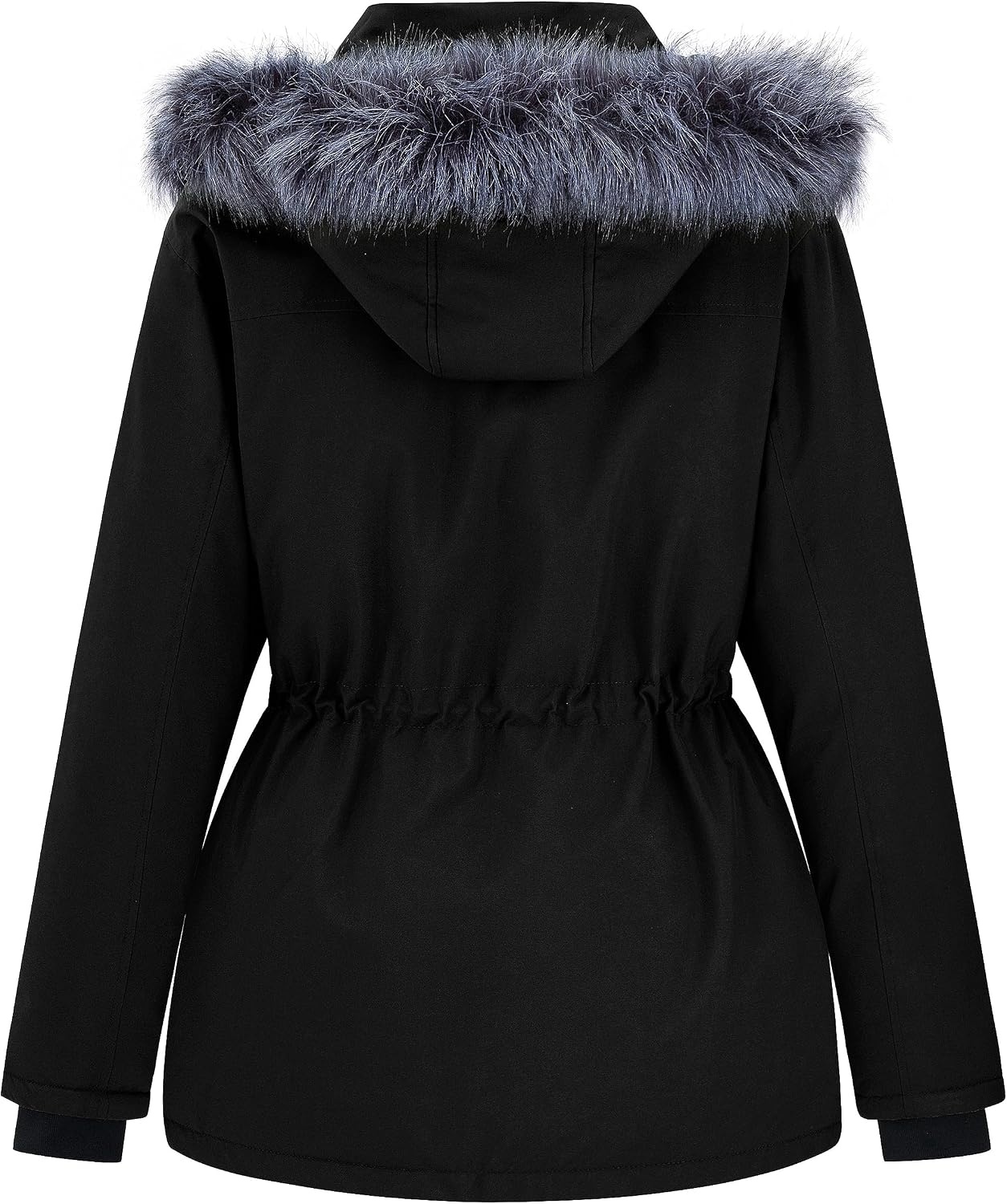 image:imagewantdo Womens Plus Size Winter Coat Waterproof Puffer Parka Jacket Hood Heavyweight Winter ParkaRemovable Faux Fur HoodWindproofWinter Coats for Snowy Cold WeatherOutampInterior MultipocketsBlack