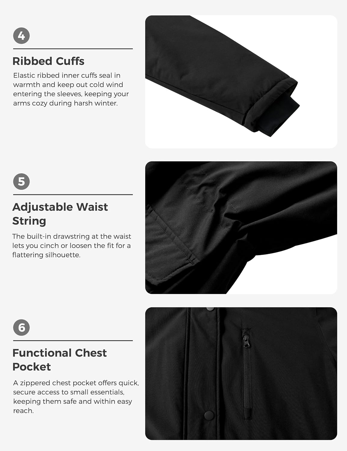image:imagewantdo Womens Plus Size Winter Coat Waterproof Puffer Parka Jacket Hood Heavyweight Winter ParkaRemovable Faux Fur HoodWindproofWinter Coats for Snowy Cold WeatherOutampInterior MultipocketsBlack