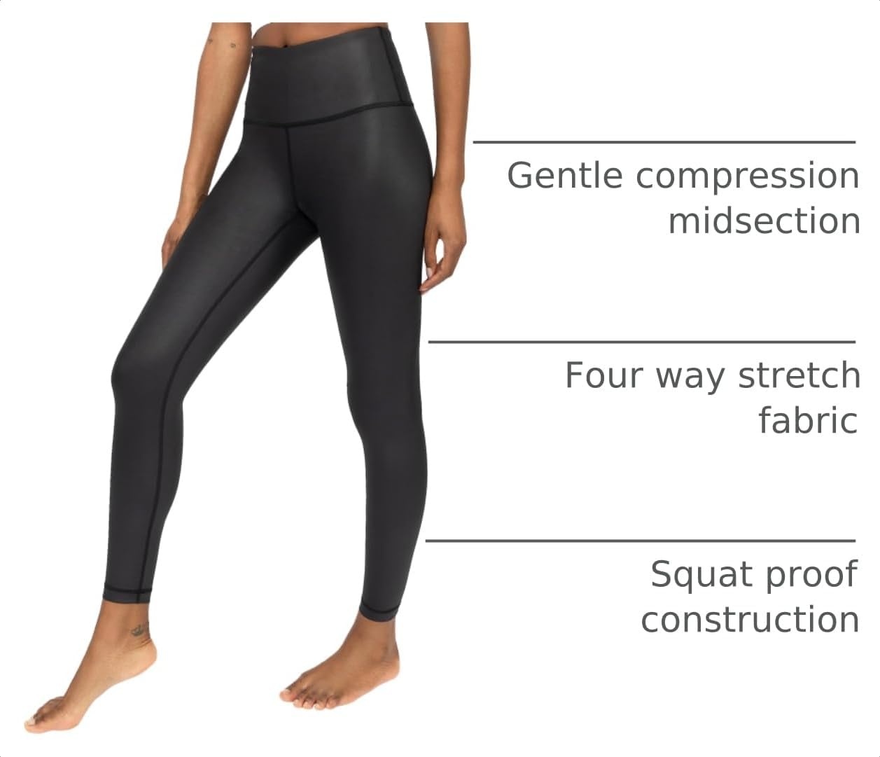 image:image90 Degree By Reflex Womens Faux Leather Leggings Matte High Waisted High Shine Faux Leather Ankle LeggingsBlack