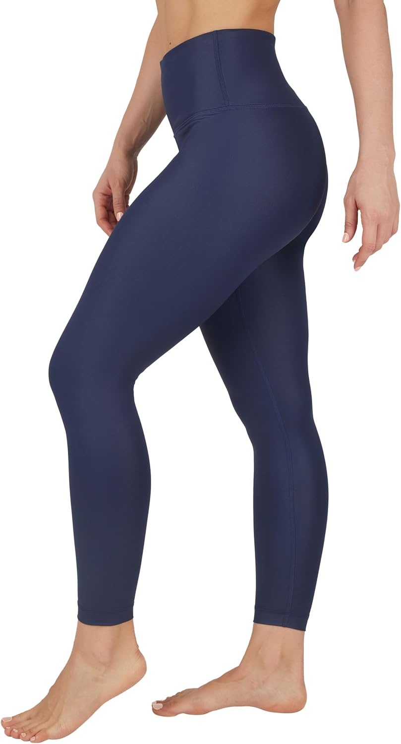 image:image90 Degree By Reflex Womens Faux Leather Leggings Matte High Waisted High Shine Faux Leather Ankle LeggingsDark Navy