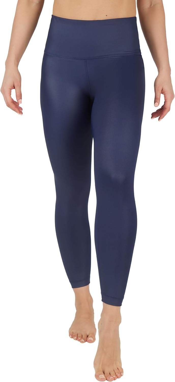 image:image90 Degree By Reflex Womens Faux Leather Leggings Matte High Waisted High Shine Faux Leather Ankle LeggingsDark Navy