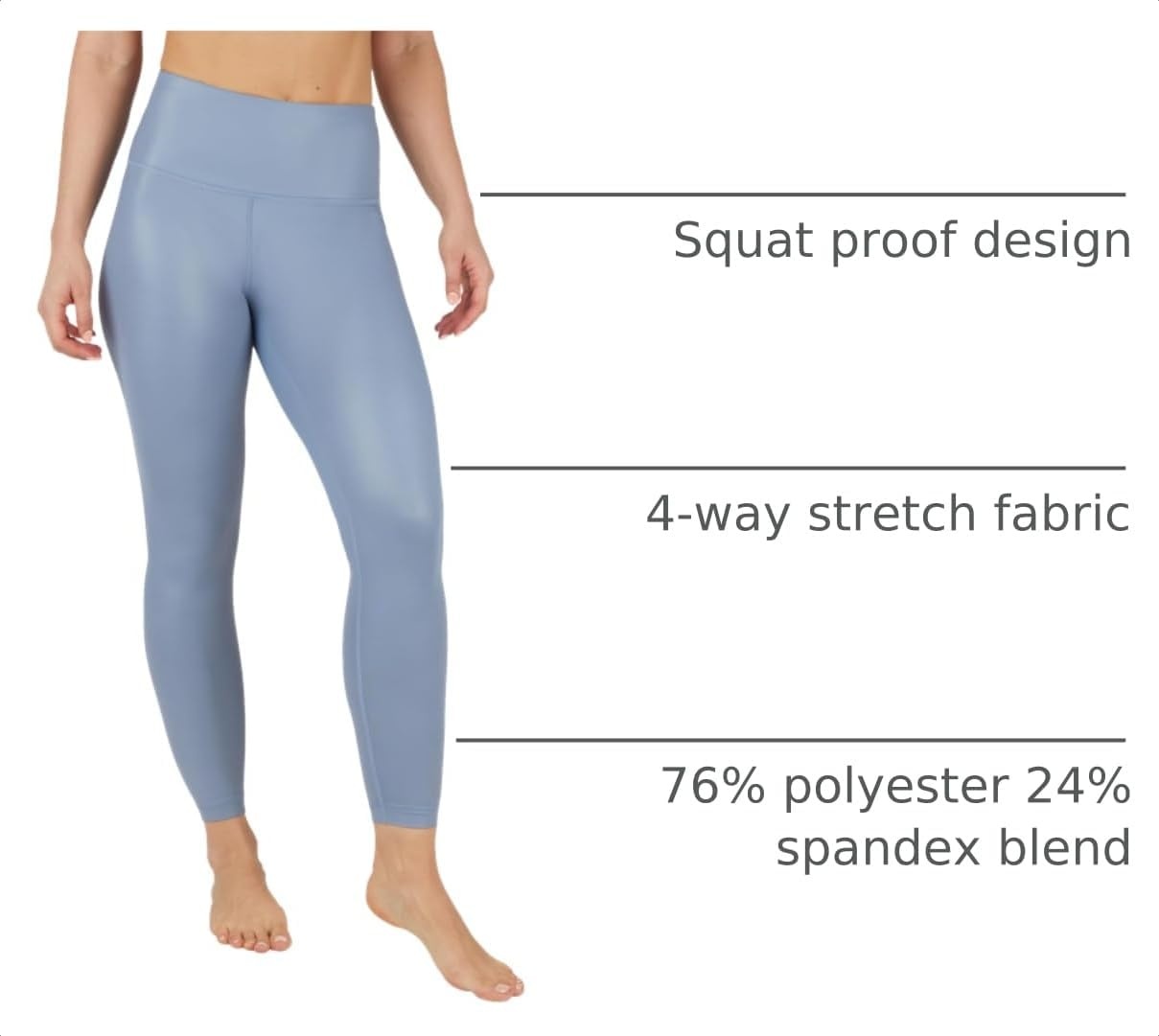 image:image90 Degree By Reflex Womens Faux Leather Leggings Matte High Waisted High Shine Faux Leather Ankle LeggingsFlint Stone