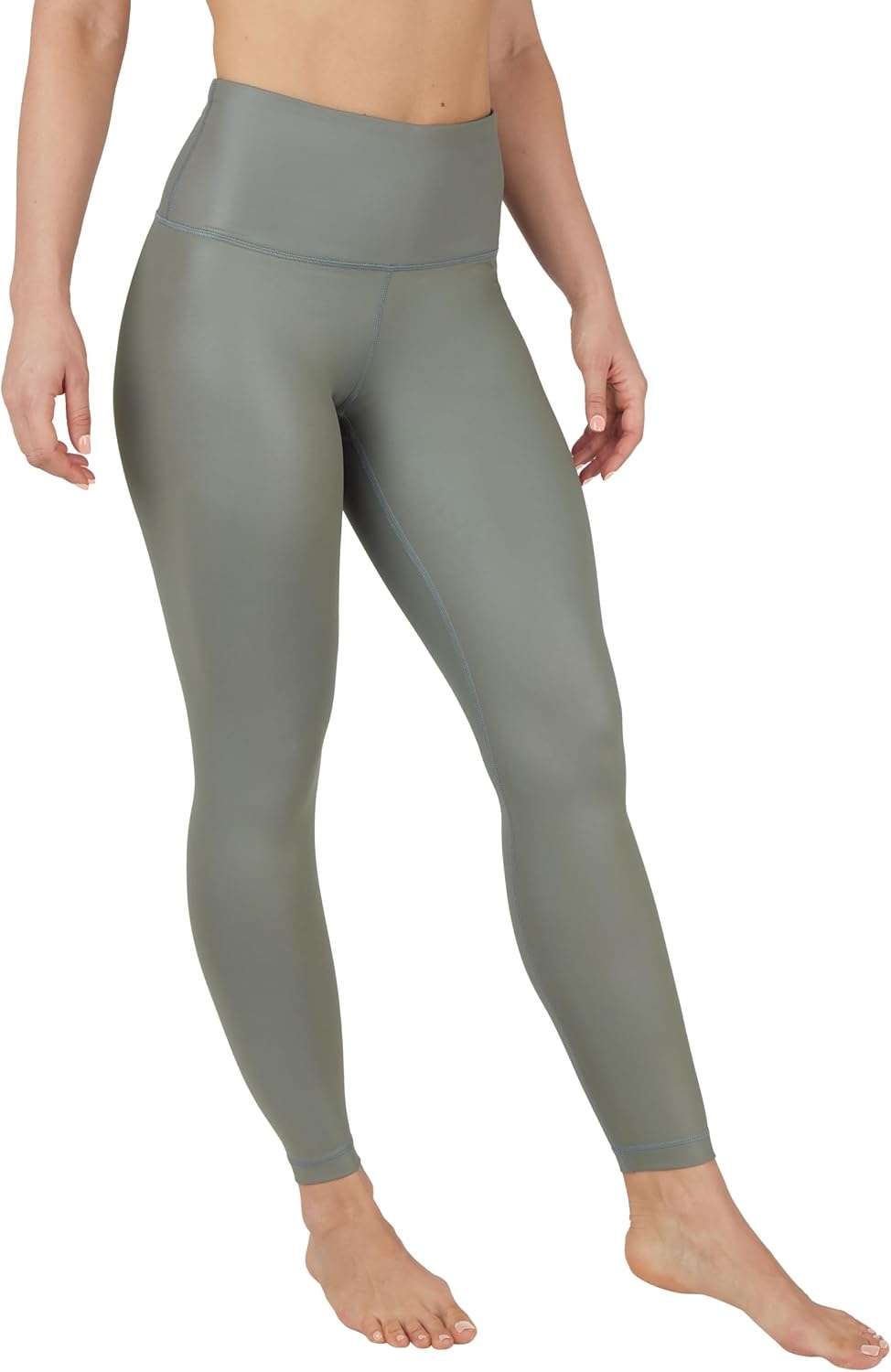image:image90 Degree By Reflex Womens Faux Leather Leggings Matte High Waisted High Shine Faux Leather Ankle LeggingsMulled Basil