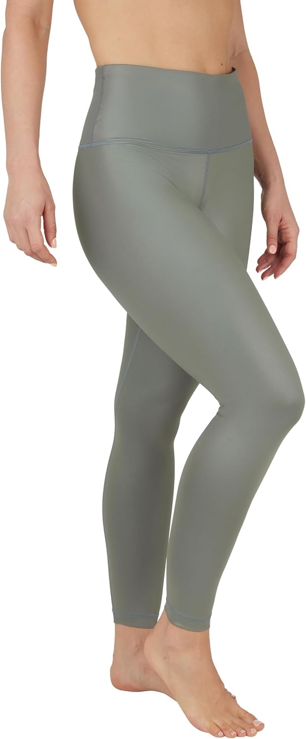image:image90 Degree By Reflex Womens Faux Leather Leggings Matte High Waisted High Shine Faux Leather Ankle LeggingsMulled Basil