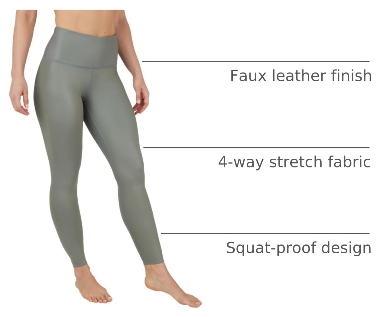 image:image90 Degree By Reflex Womens Faux Leather Leggings Matte High Waisted High Shine Faux Leather Ankle LeggingsMulled Basil