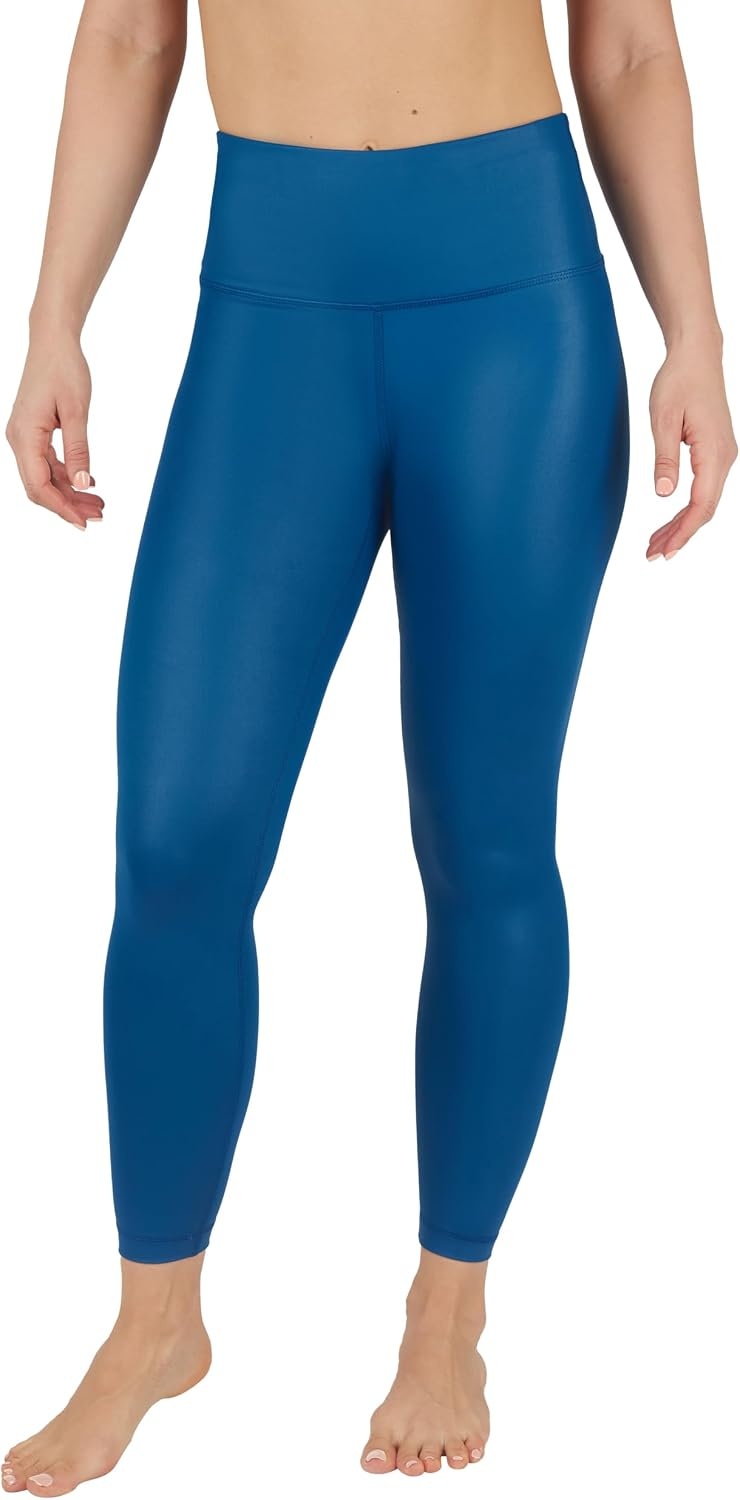 image:image90 Degree By Reflex Womens Faux Leather Leggings Matte High Waisted High Shine Faux Leather Ankle LeggingsPoseidon