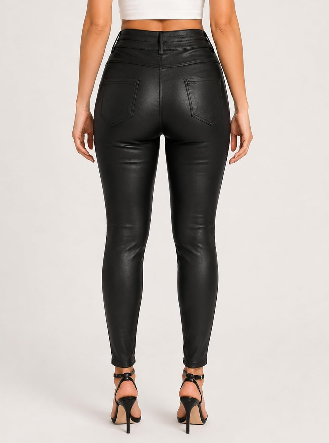 image:imageAvanova Women Faux Leather Pants High Waisted LeggingsBlack