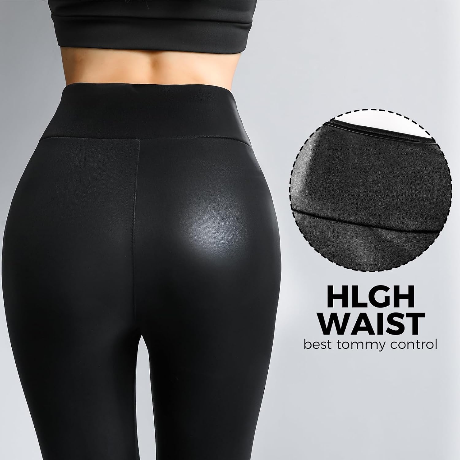 image:imageBuauty Womens Faux Leather Leggings Tummy Control High Waist Pants Leggings Depot PU Stretchy Pleather Pants Yoga TightsBlack