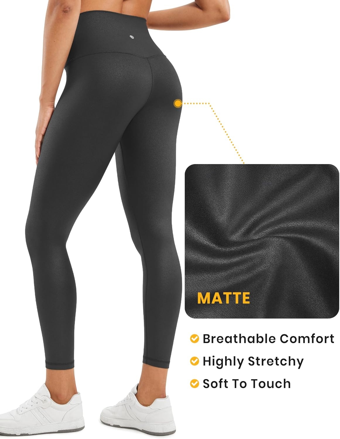 image:imageCRZ YOGA Matte Faux Leather Leggings 25Black Foil Pattern