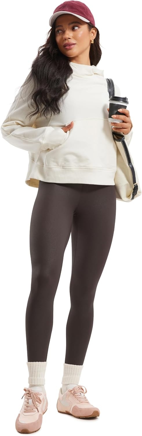 image:imageCRZ YOGA Matte Faux Leather Leggings 25Hot Fudge Brown Foil