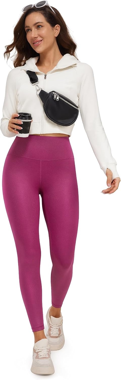image:imageCRZ YOGA Matte Faux Leather Leggings 25Magenta Purple Classic