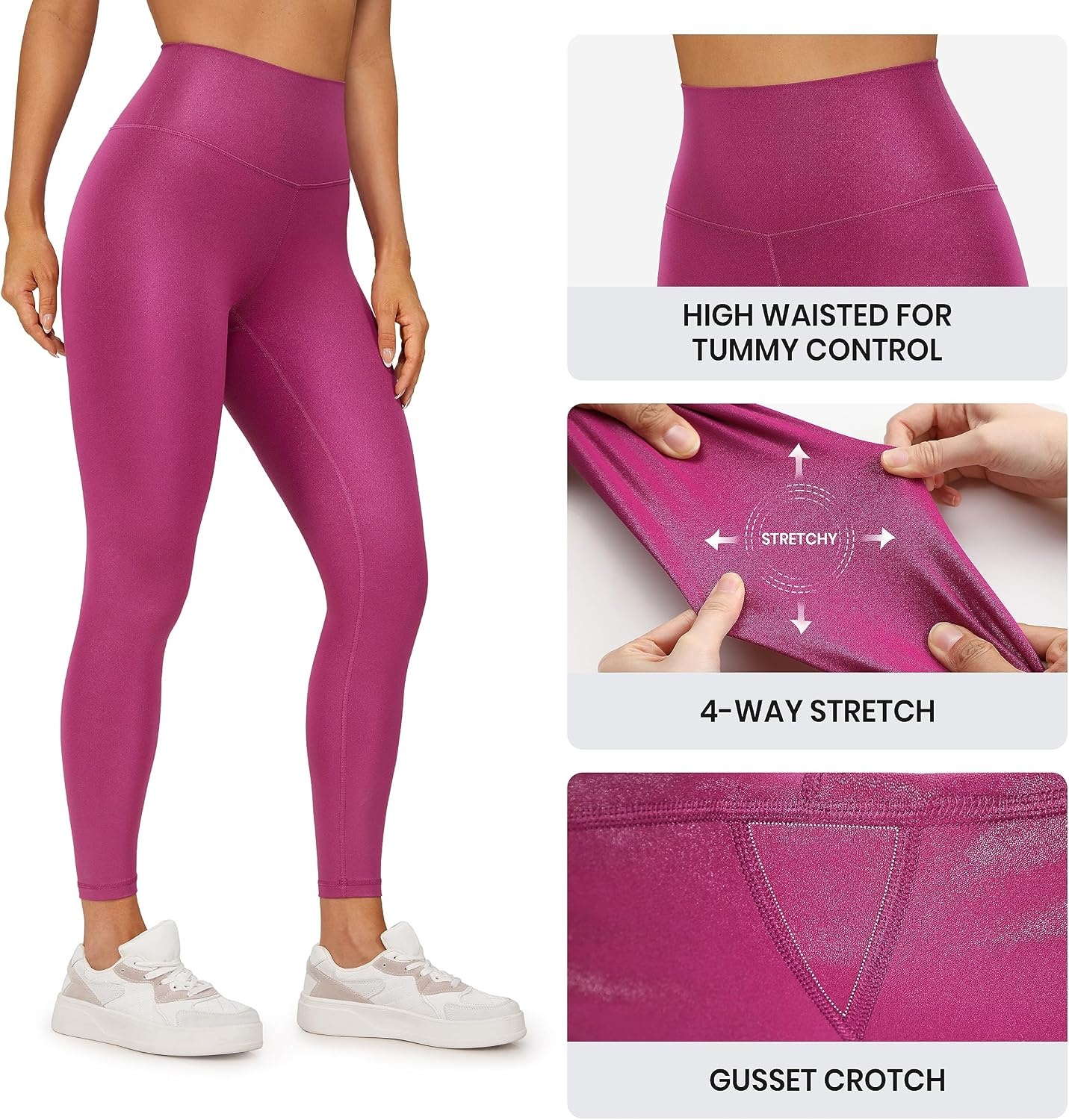 image:imageCRZ YOGA Matte Faux Leather Leggings 25Magenta Purple Classic