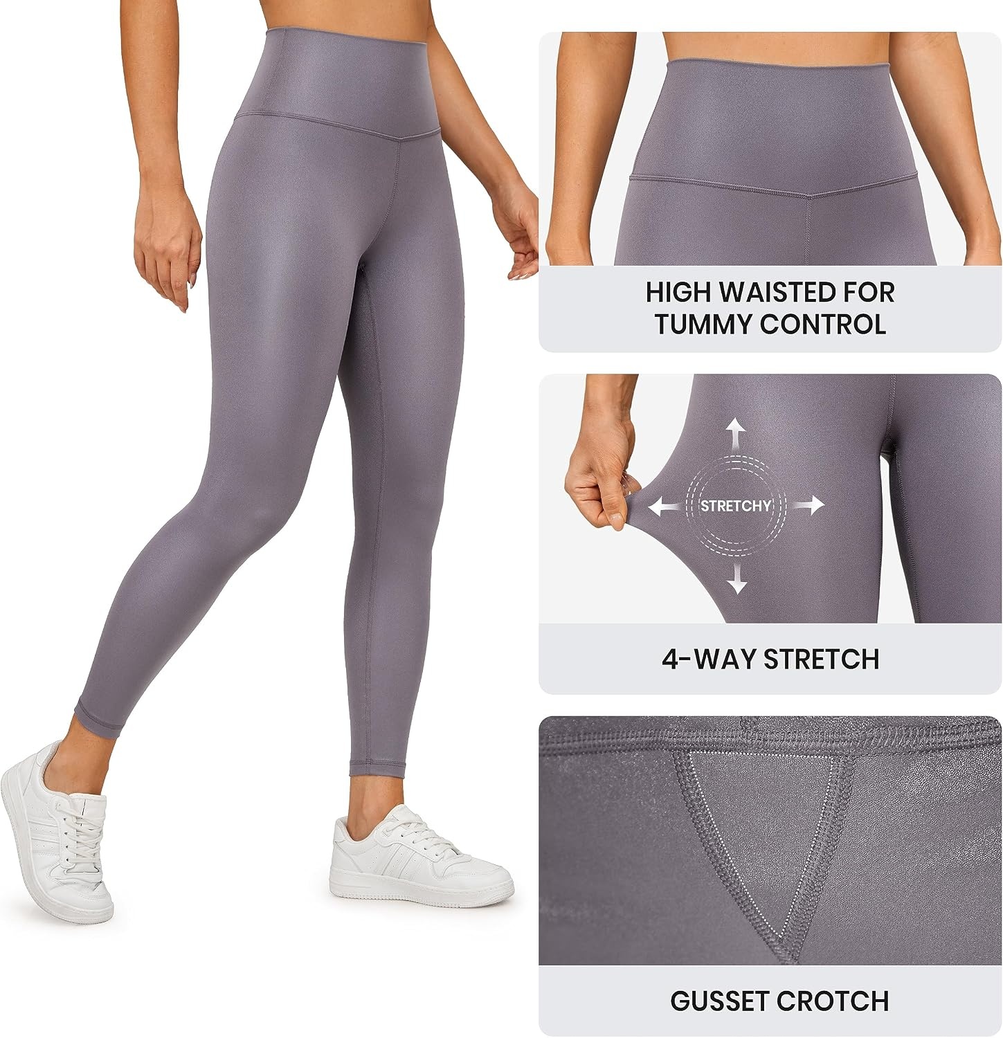 image:imageCRZ YOGA Matte Faux Leather Leggings 25Tornado Grey Classic