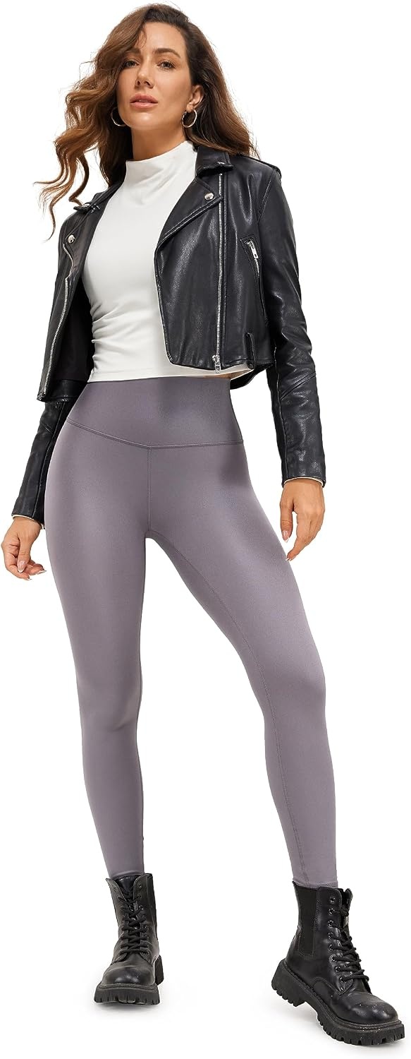 image:imageCRZ YOGA Matte Faux Leather Leggings 25Tornado Grey Classic