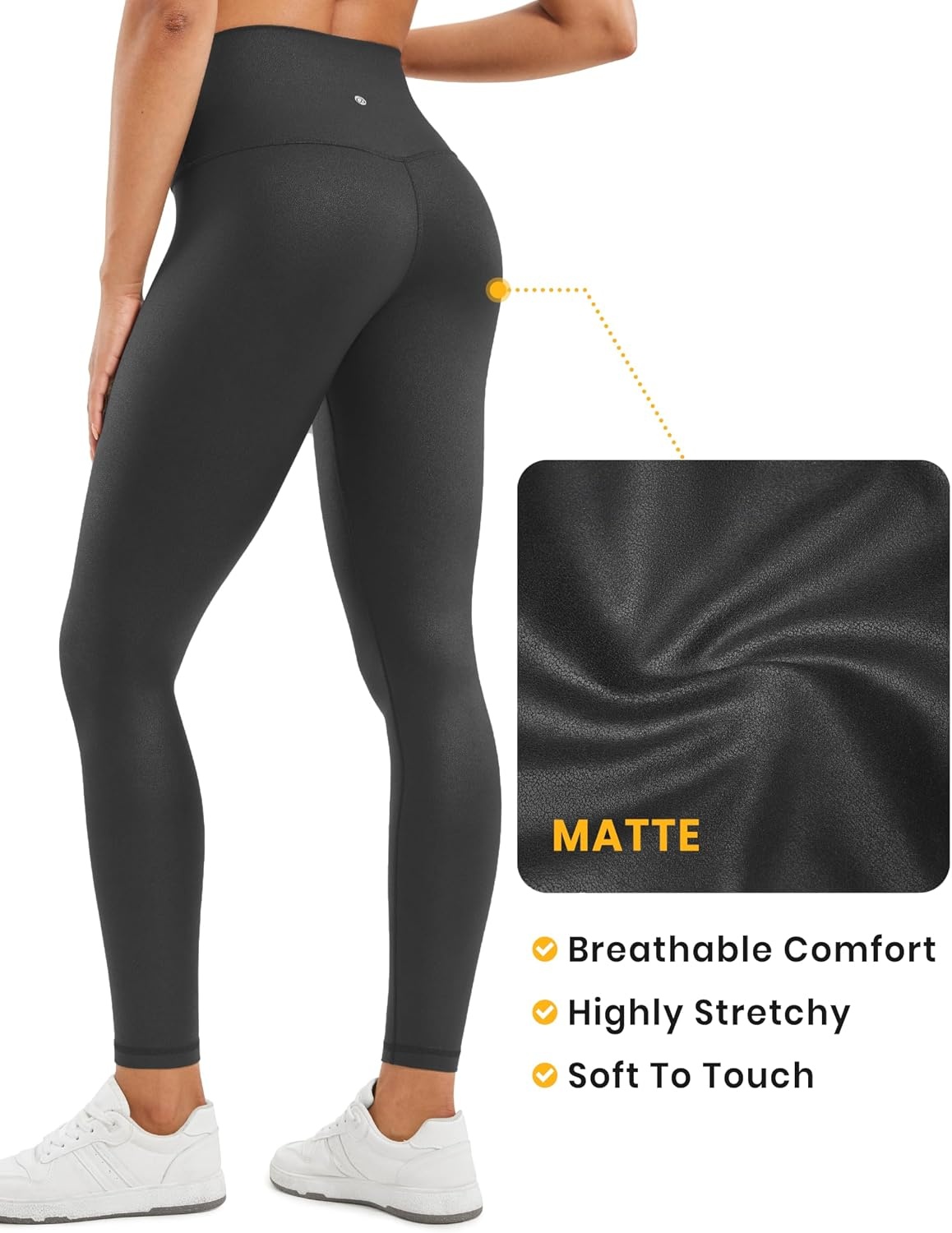 image:imageCRZ YOGA Matte Faux Leather Leggings 28Black Foil Pattern