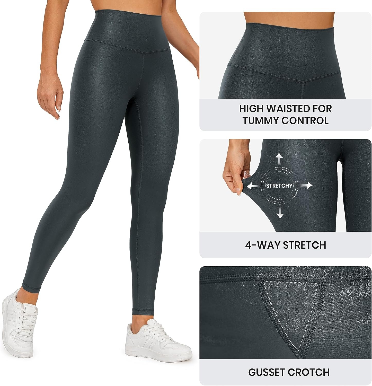 image:imageCRZ YOGA Matte Faux Leather Leggings 28Melanite Classic