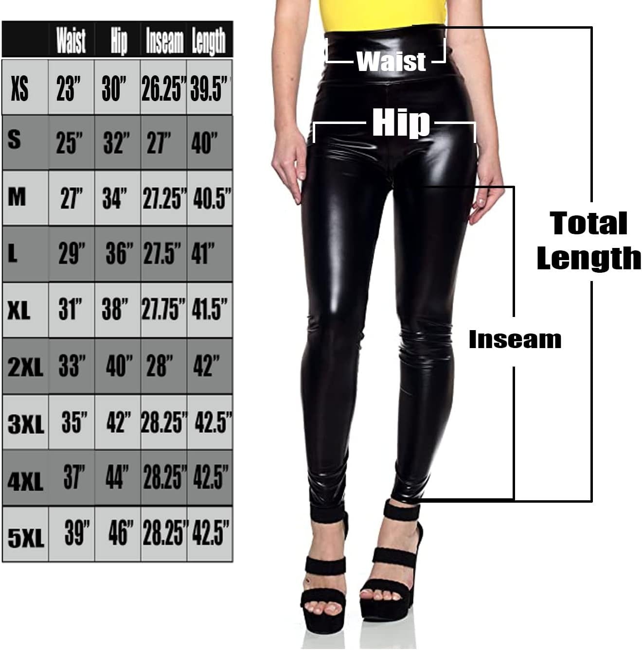 image:imageCemi Ceri Womens Faux Leather Leggings High Waisted Tummy Control Stretch Pants Dressy Shiny Slim Fit JeggingsBlack Metallic