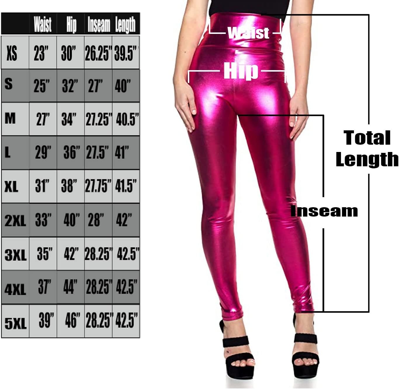 image:imageCemi Ceri Womens Faux Leather Leggings High Waisted Tummy Control Stretch Pants Dressy Shiny Slim Fit JeggingsFuchsia Metallic