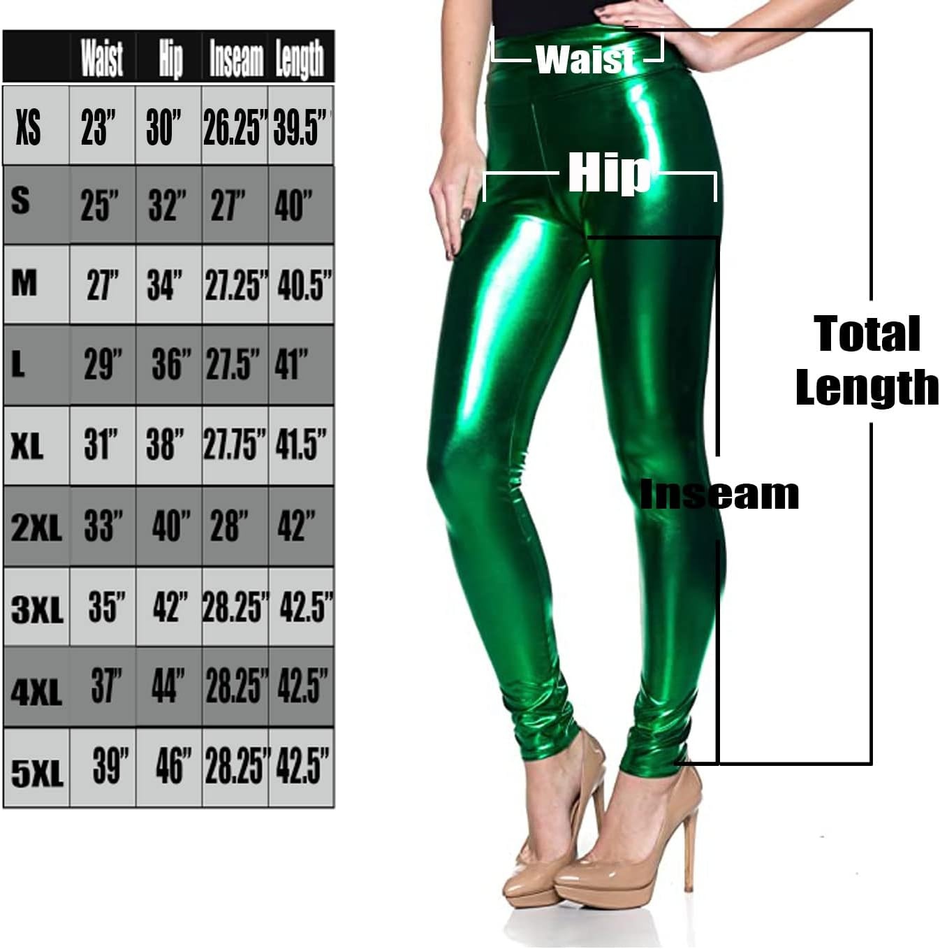 image:imageCemi Ceri Womens Faux Leather Leggings High Waisted Tummy Control Stretch Pants Dressy Shiny Slim Fit JeggingsGreen
