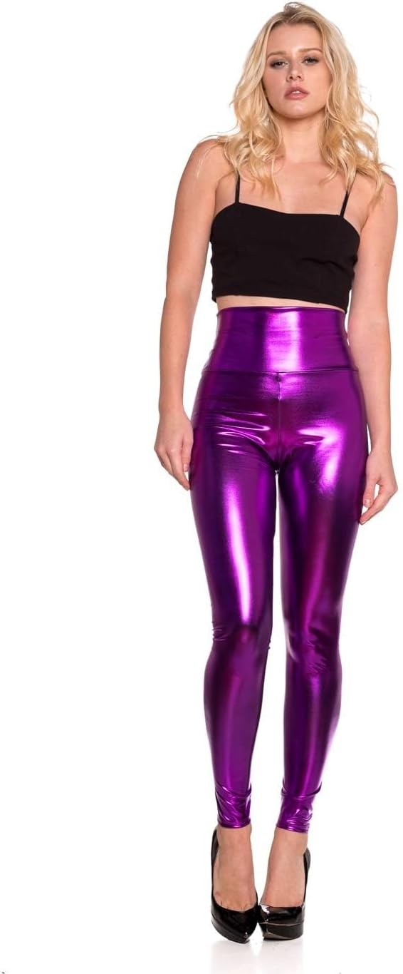 image:imageCemi Ceri Womens Faux Leather Leggings High Waisted Tummy Control Stretch Pants Dressy Shiny Slim Fit JeggingsPurple