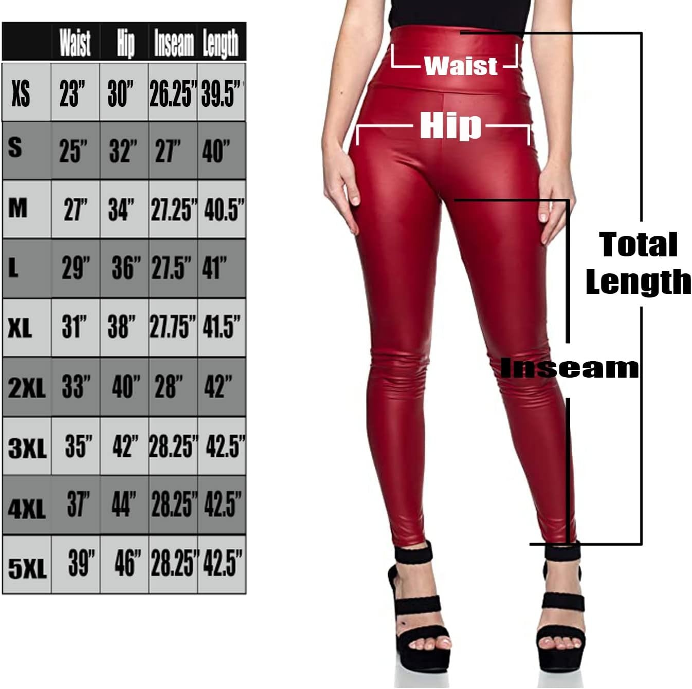 image:imageCemi Ceri Womens Faux Leather Leggings High Waisted Tummy Control Stretch Pants Dressy Shiny Slim Fit JeggingsRed