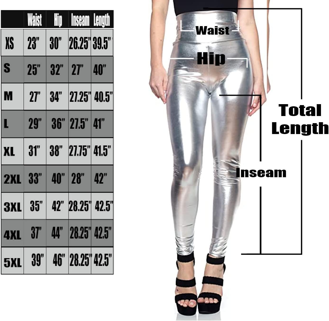 image:imageCemi Ceri Womens Faux Leather Leggings High Waisted Tummy Control Stretch Pants Dressy Shiny Slim Fit JeggingsSilver