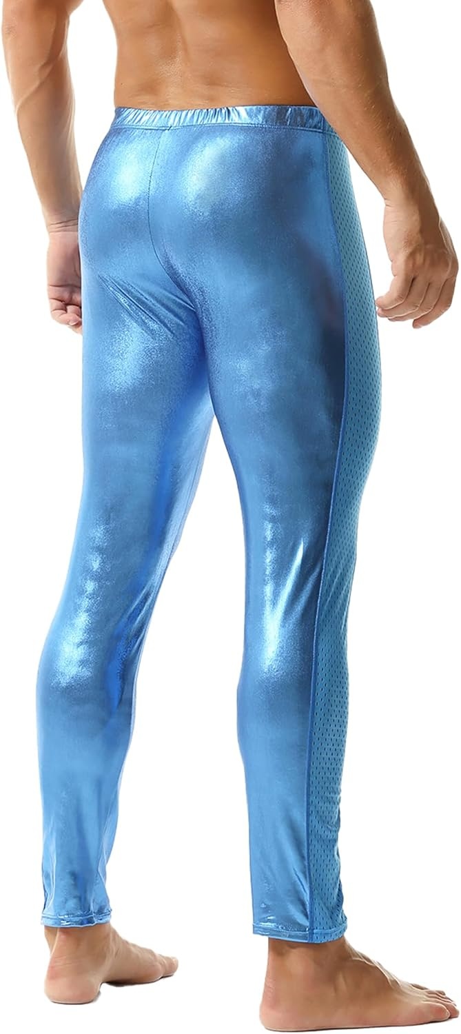 image:imageDTODWW Mens Faux Leather Activewear Leggings Slim Fit Tight Pants Long PU Pants for Men ClubwearB Vivid Blue